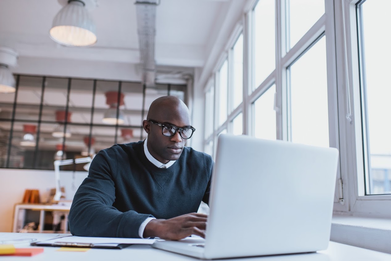 A man working on a laptop