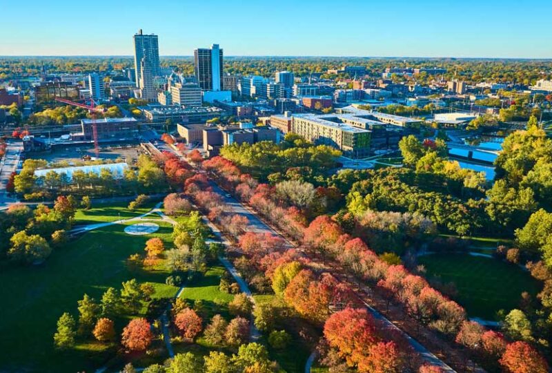 Aerial view of Fort Wayne Indiana