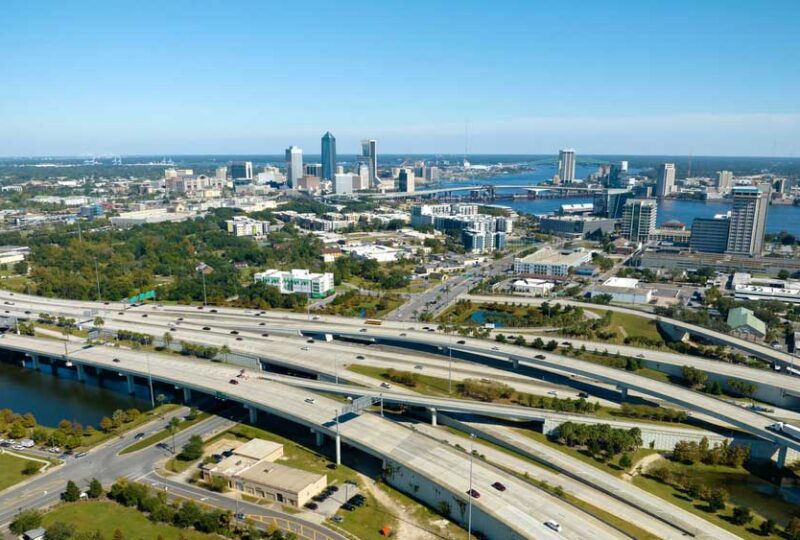 Aerial view of Jacksonville, FL.