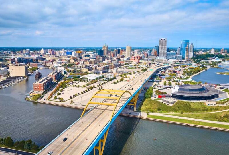 Aerial view of Milwaukee, WI