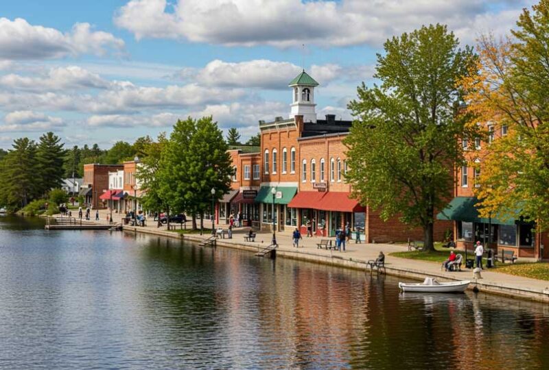 View of a waterway in Rhinelander, WI